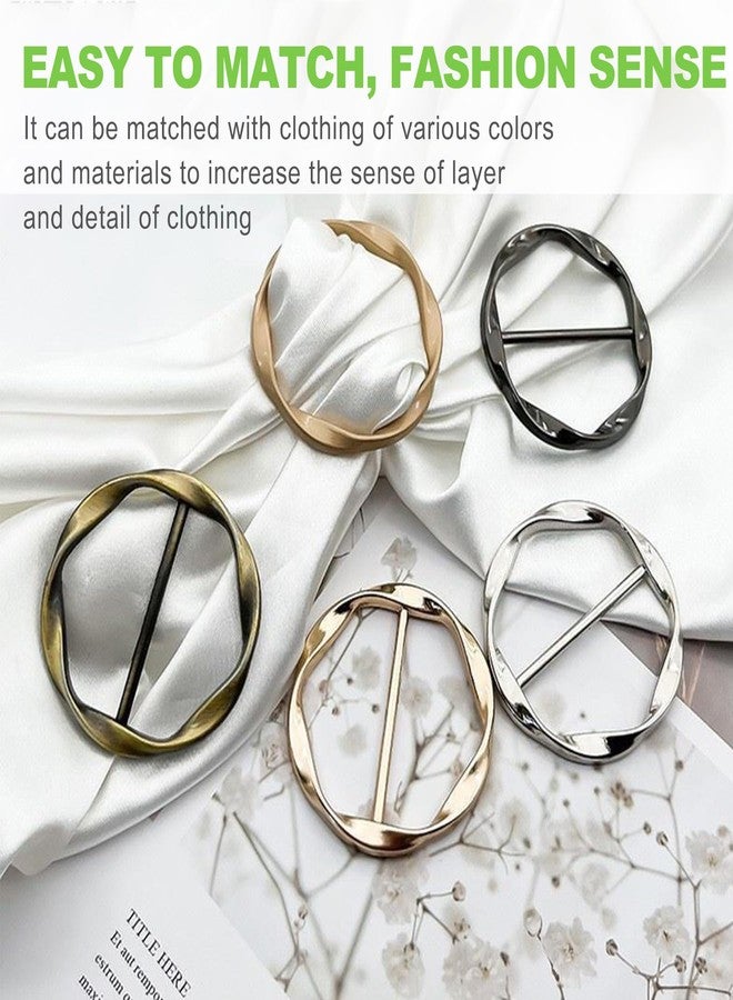CeroDimo 6Pcs Silk Scarf Ring Clip, T-shirt Tie Clips for Women Girls, Twist Tee Knot Ring, Waist Clothes Corner Button, Fashion Metal Circle Buckle, Round Scarves Clasp - Image 4